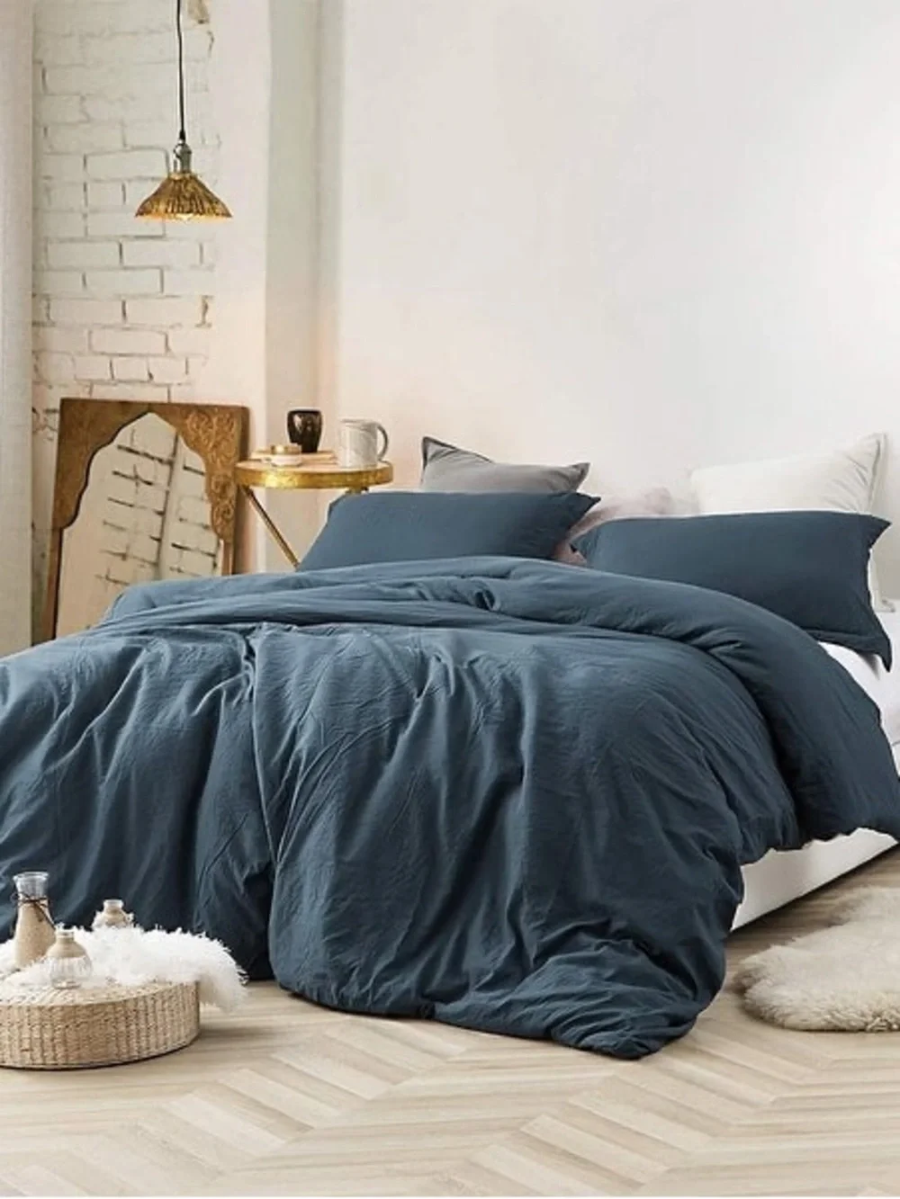 Duvet Cover Set - Natural Loft - Nightfall Navy Sz Oversized Queen NWT